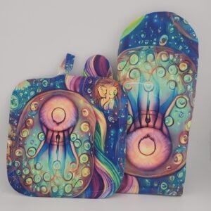 Underwater Scene Potholder & Oven Mitt Set