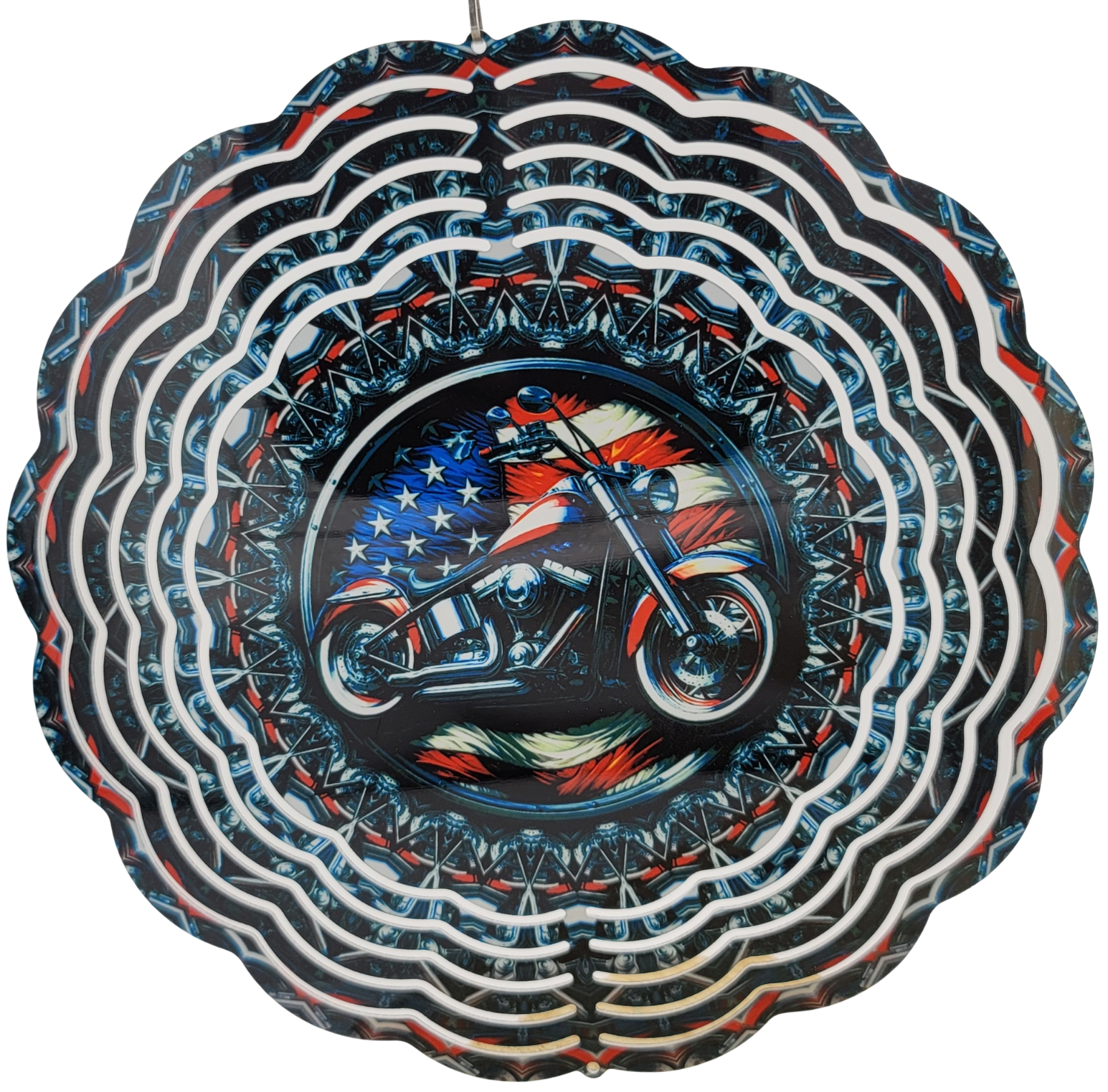 inch Motorcycle and Flag Wind Spinners