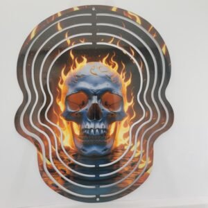 Flaming Skull Wind Spinner