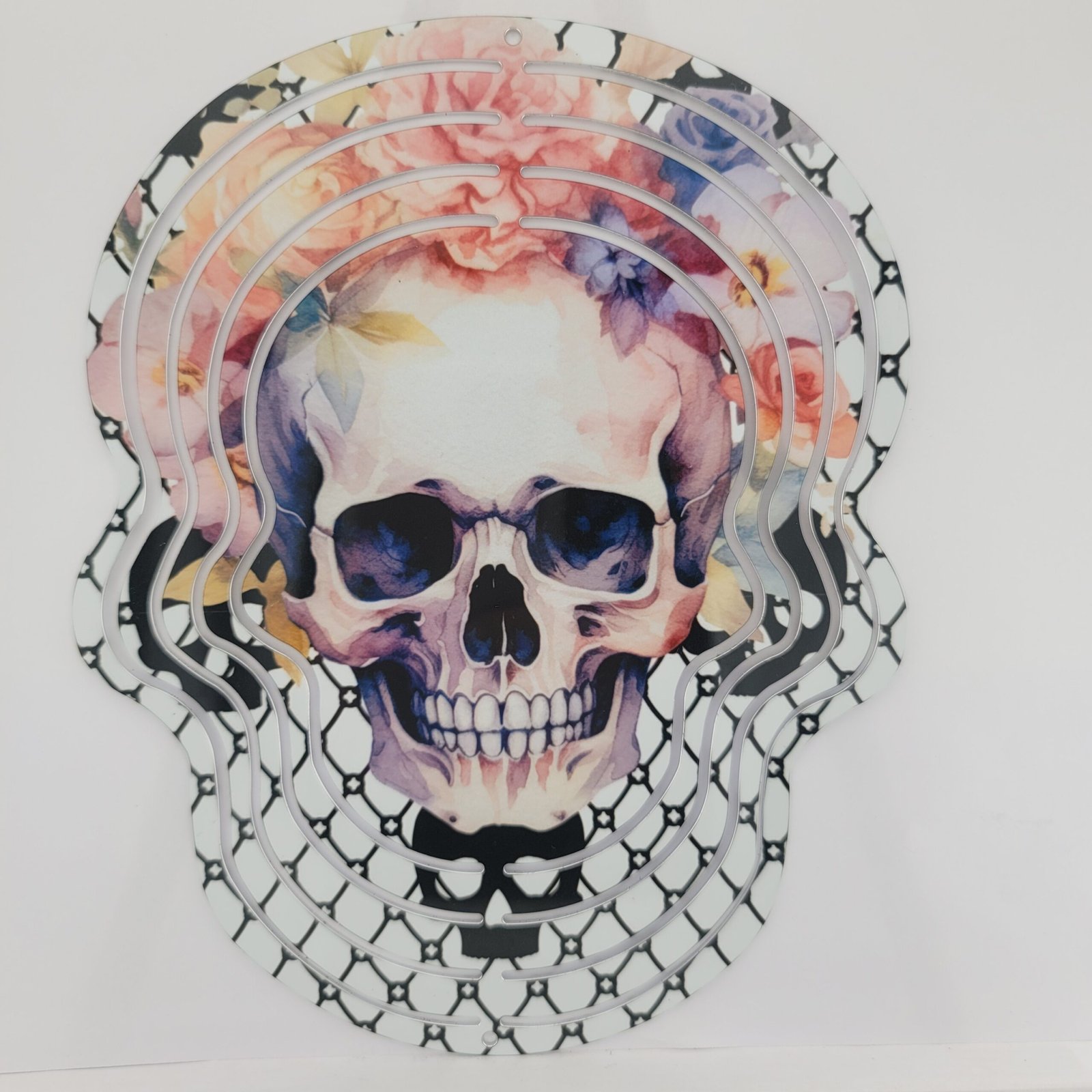 Roses & Hose Skull Wind Spinner
